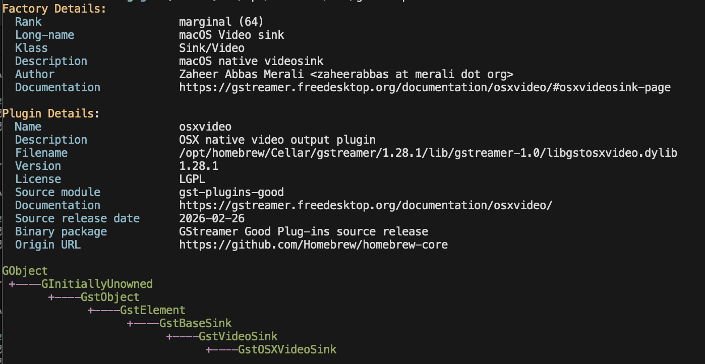gst-inspect output showing Zaheer Merali as plugin author